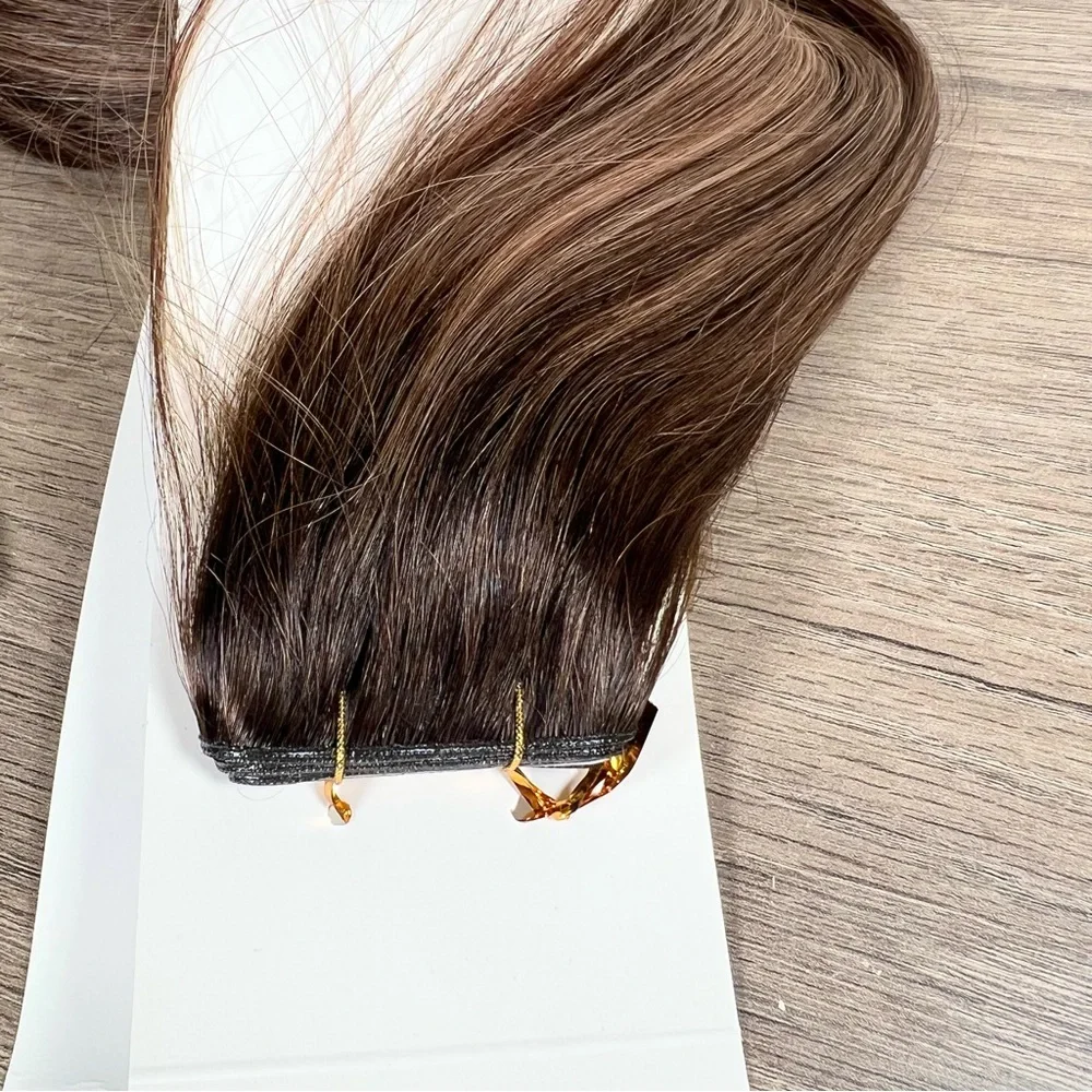 Dark Brown Chestnut Brown Human Hair Hand Tied 22 Inch Tape In Hair Extensions